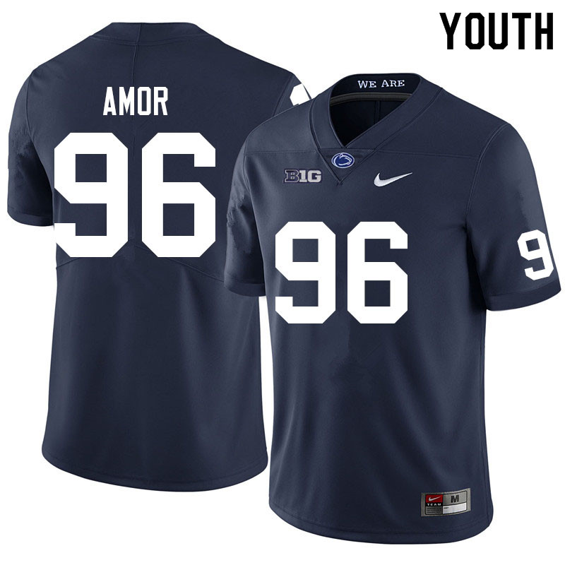 Youth #96 Barney Amor Penn State Nittany Lions College Football Jerseys Sale-Navy